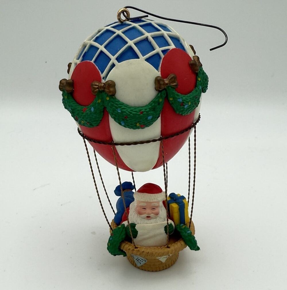 Santa Hot Air Balloon Ride Christmas Ornament 1992 Noma Matrix Industries